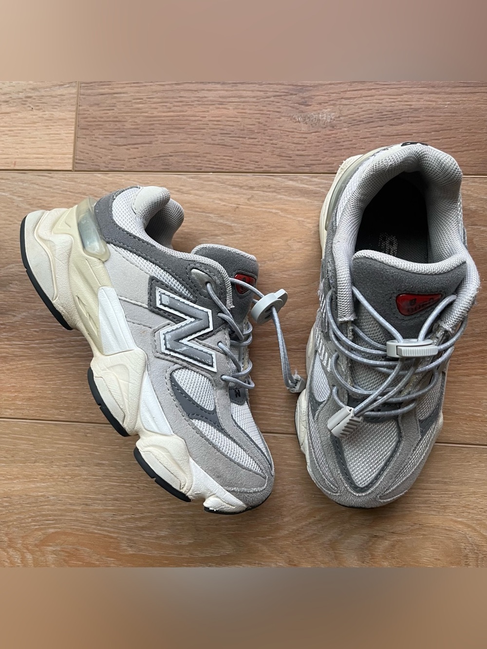 New balance NB 9060 gray tan sneaker shoes unisex kids 13C *read